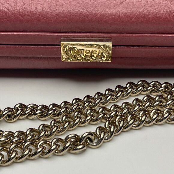 Gucci Calfskin Leather Soho Hard Case Clutch Shoulder Bag -Mauve/Pink - Preowned - Picture 7 of 12